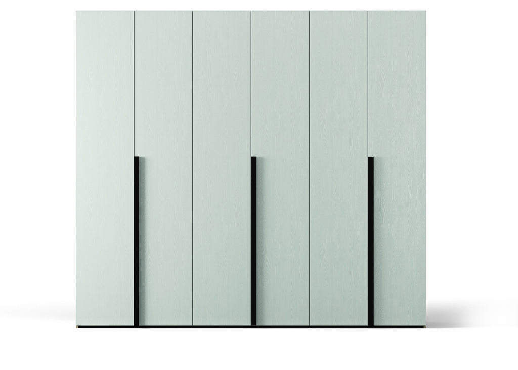 Armadio 6 ante battenti bianco portland e maniglie nero opaco 276x250H cm - Coco
