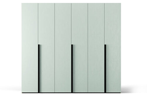 Armadio 6 ante battenti bianco portland e maniglie nero opaco 276x250H cm - Coco