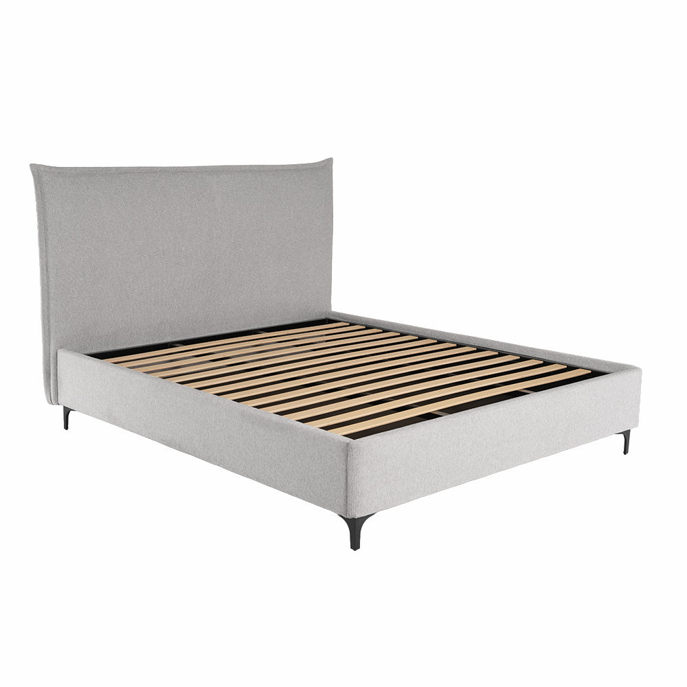 Letto matrimoniale con contenitore in tessuto grigio chiaro Line