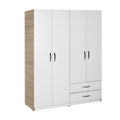 Armoire 120x170h cm avec 4 portes et 2 tiroirs coloris blanc