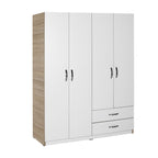 Armoire 120x170h cm avec 4 portes et 2 tiroirs coloris blanc