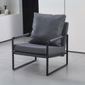 Poltrona in ecopelle grigio scuro e struttura in metallo nero - Gimmy