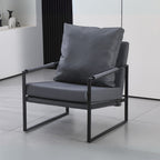 Poltrona in ecopelle grigio scuro e struttura in metallo nero - Gimmy