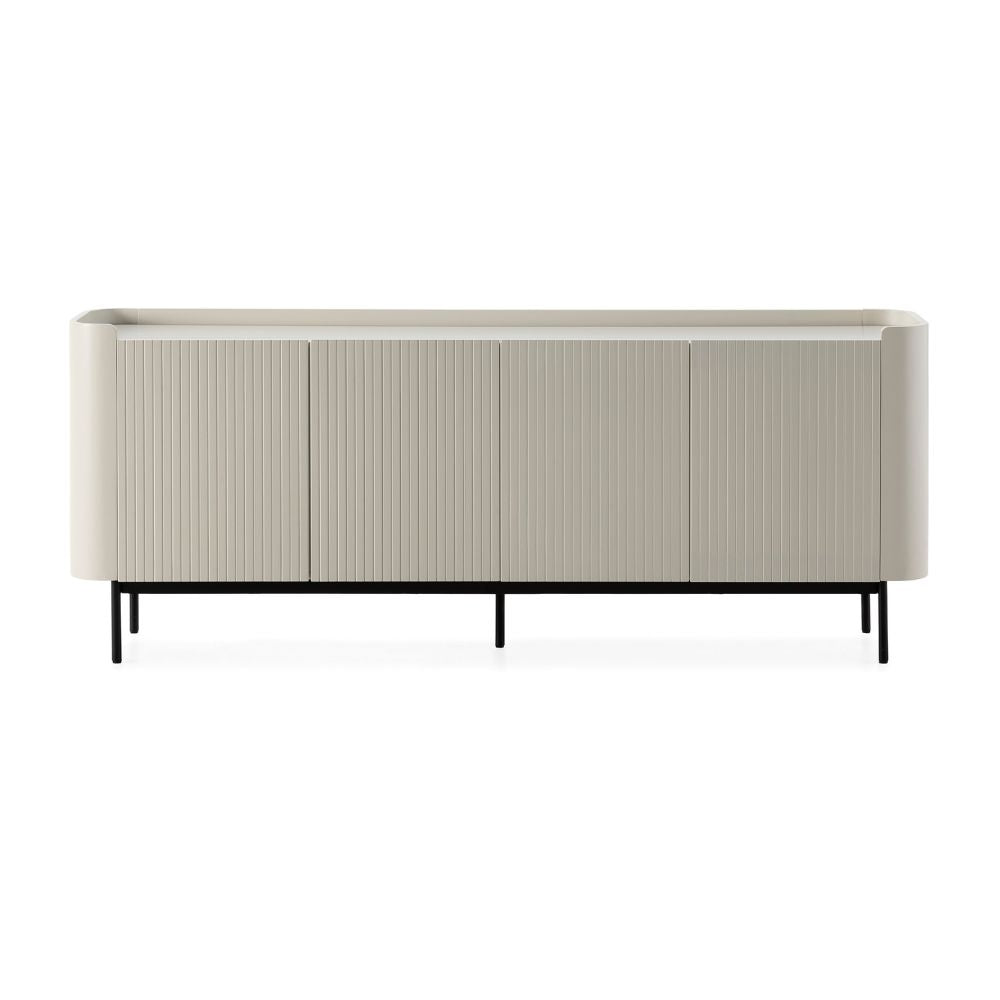 Kommode 4-türig mit Rilleneffekt cremefarben 200x40x80H Willa18924