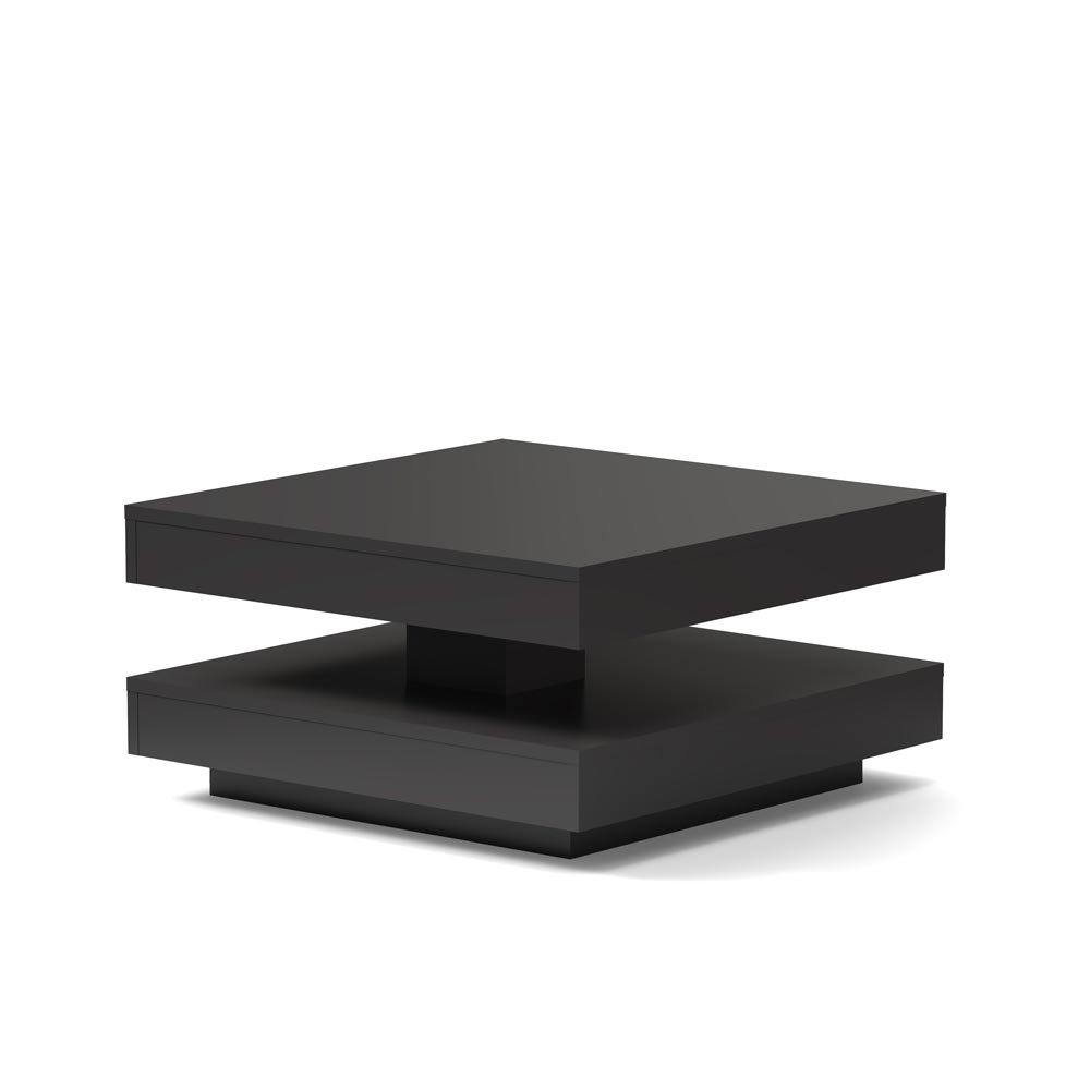 Tavolino da salotto con doppio piano quadrato girevole antracite 67x67 cm Monolith