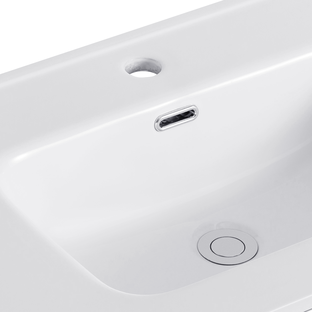Lavabo consolle da appoggio 81x36.5 cm in ceramica bianco lucido LAV9080ES