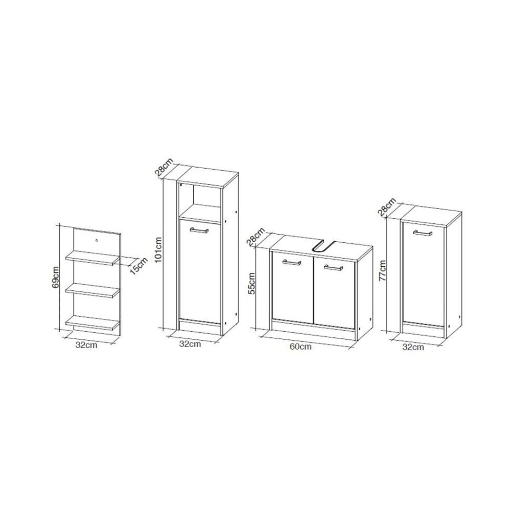 Set bagno completo colore beton e bianco - Madeira
