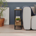 MSH294002 TABLE BASSE LIDO CHÊNE DEEP OUD ET STRUCTURE MÉTAL NOIR