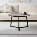 Tavolino da salotto con piano effetto marmo nero arabesque e gambe nere Klint