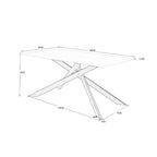 Table rectangulaire avec plateau en céramique effet marbre blanc brillant - Star