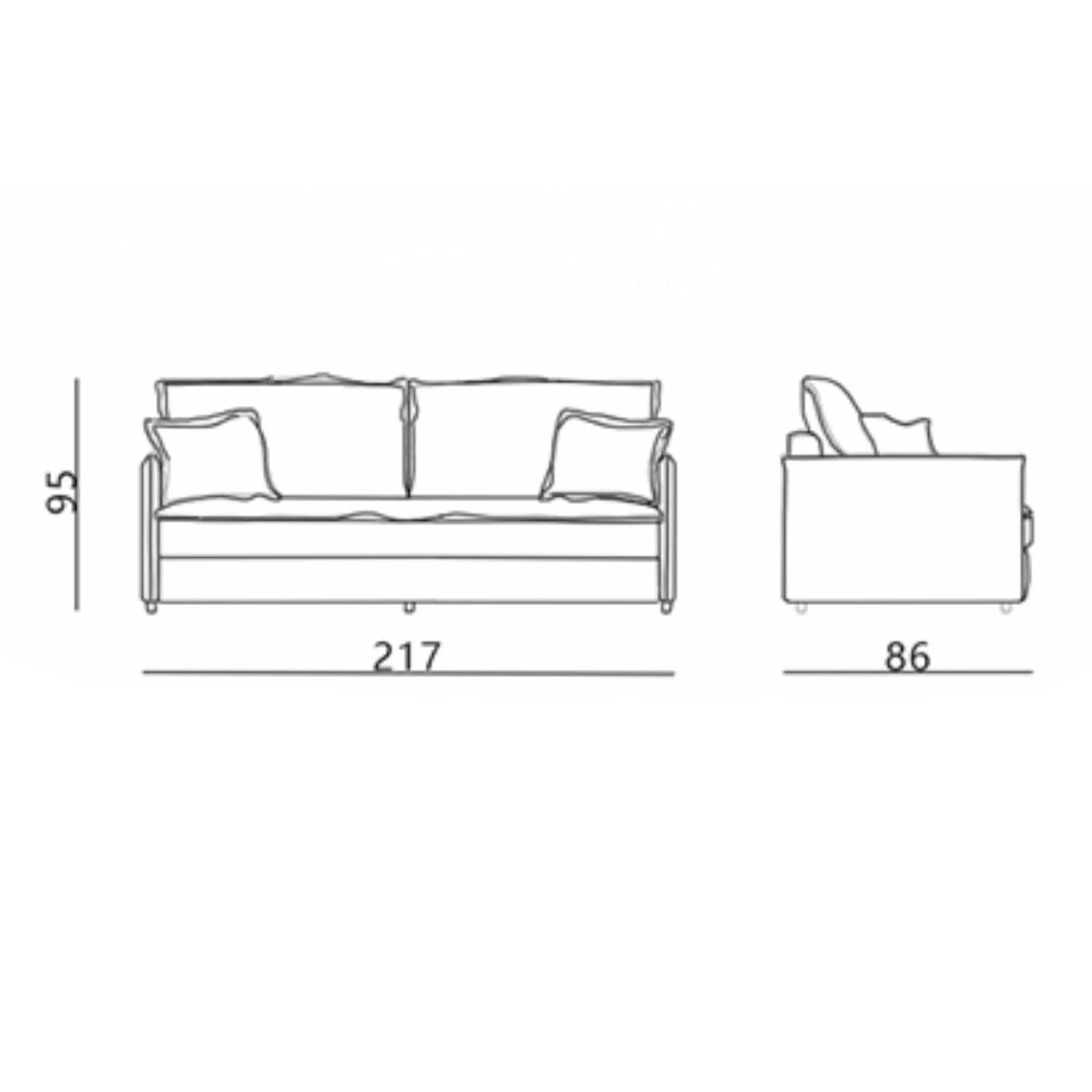 Divano letto con contenitore tessuto colore panna 217x95H cm - Gioia