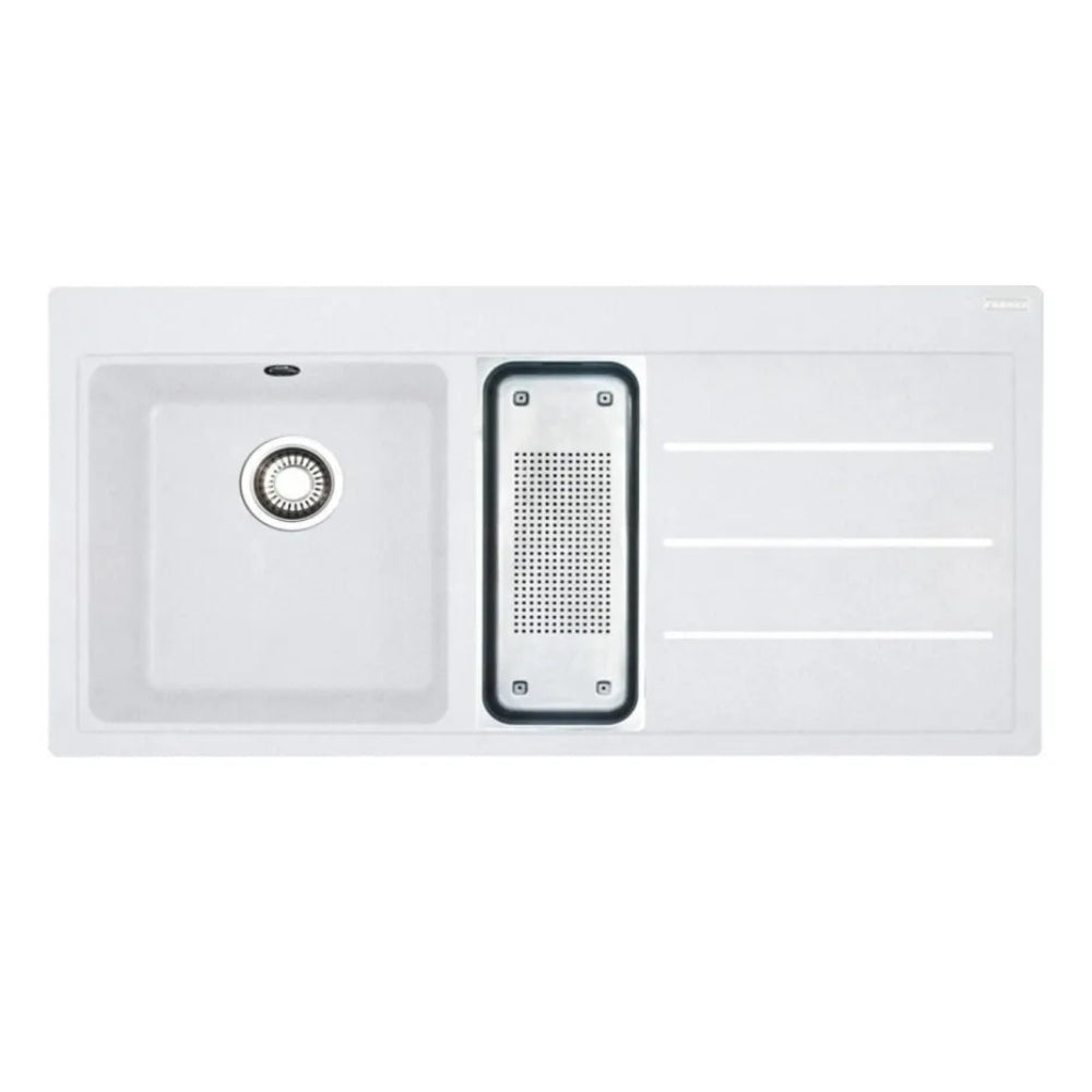 Lavello cucina 2 vasche da incasso bianco 100x50.5 cm. gocciolatoio destro Franke TFF651 Mythos Fusion