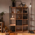 Bibliothèque 107x145H cm à cubes couleur chêne avec profils anthracite - Denver 31