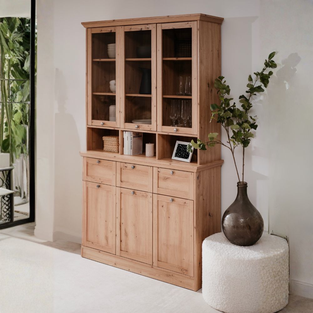 Vitrinenschrank aus antik Eiche 120x200H cm - Tiberio