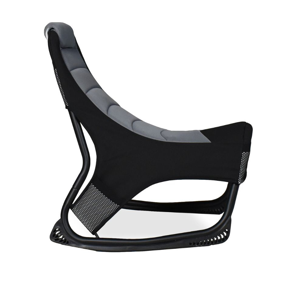 Sedia poltrona gaming in tessuto con base curva colore grigio e nero - Kordi