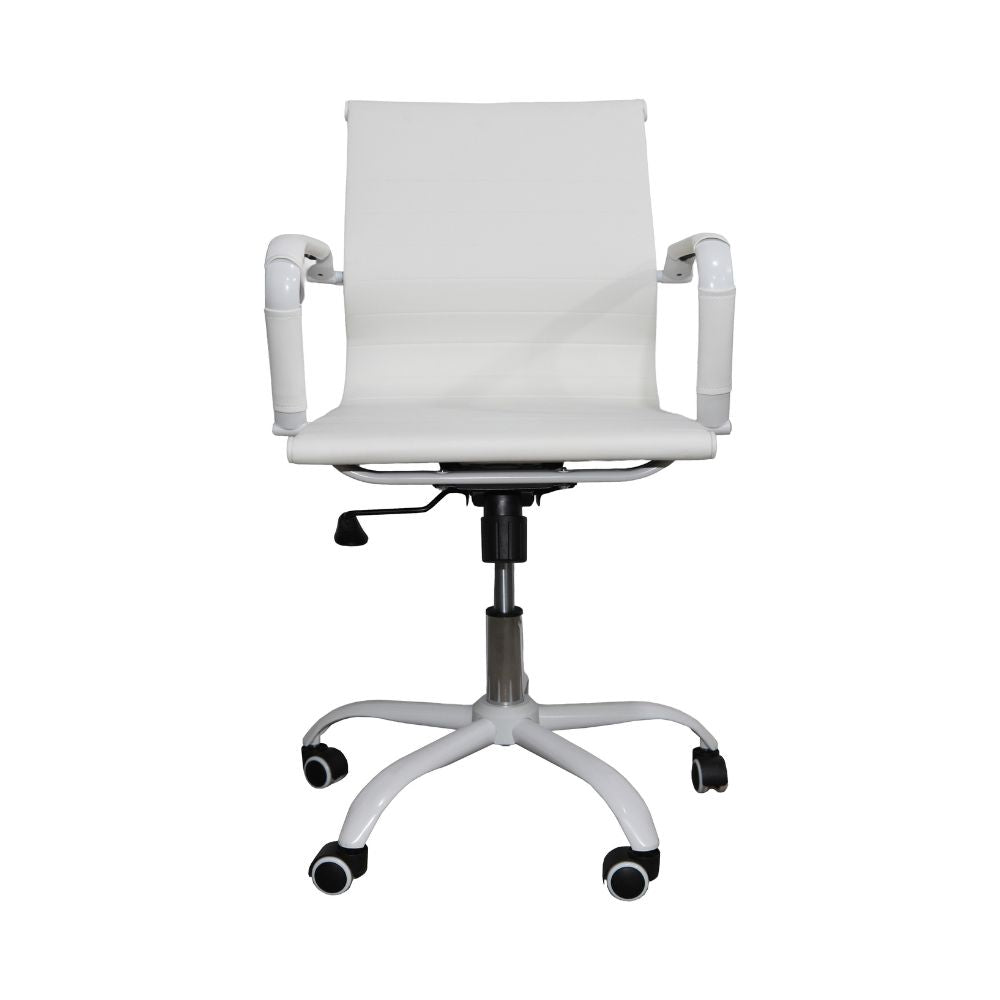 Poltrona ufficio con schienale ergonomico e ruote colore bianco H91 Nuvia