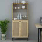 Credenza 70x164h cm con 2 ante e vani a giorno colore rovere - Zanne