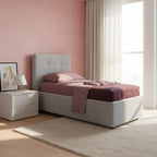 Einzelbett Ascoli mit Bettkasten aus Stoff Ash Grau