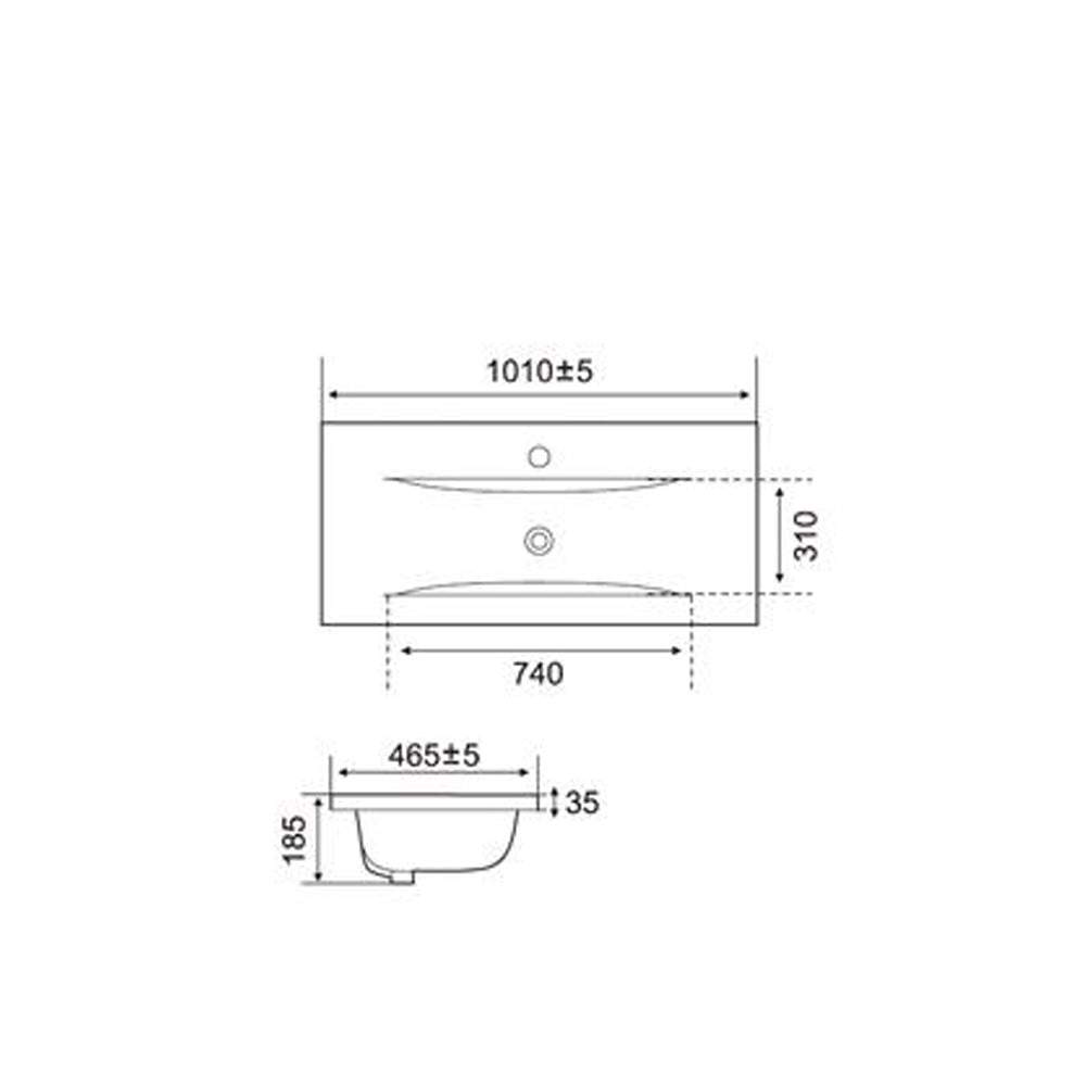 Lavabo consolle d'appoggio in ceramica bianco 101x46.5x18H PLAT840-100