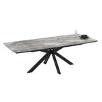 Ausziehbarer Tisch, Tischplatte mit schwarzer Arabesken-Marmoroptik und schwarzem Untergestell 180/240x100x76H Verano