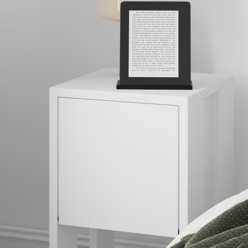 Comodino 30x55h colore bianco con anta ribalta - Ema