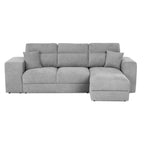 Divano con penisola reversibile e funzione letto e pouf colore grigio chiaro 266 cm - Lilo