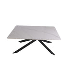 Table rectangulaire avec plateau en céramique effet marbre blanc brillant - Star