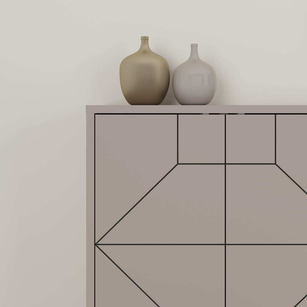 Madia 6 ante con disegno geometrico 184x35x77,4 colore tortora Dune