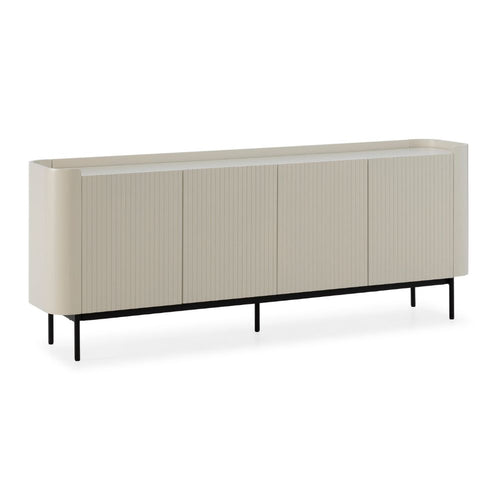 Kommode 4-türig mit Rilleneffekt cremefarben 200x40x80H Willa18924