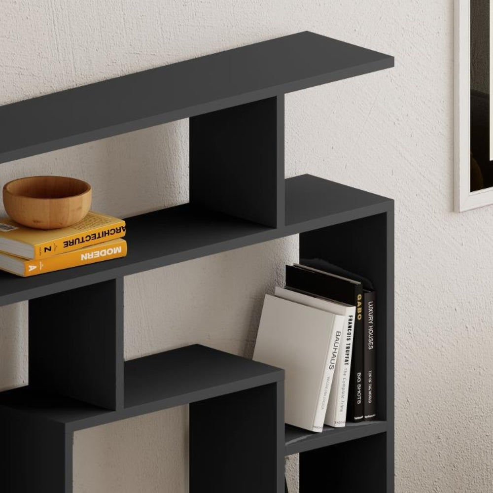 Libreria con 9 ripiani 125x22x129 colore antracite Labirent