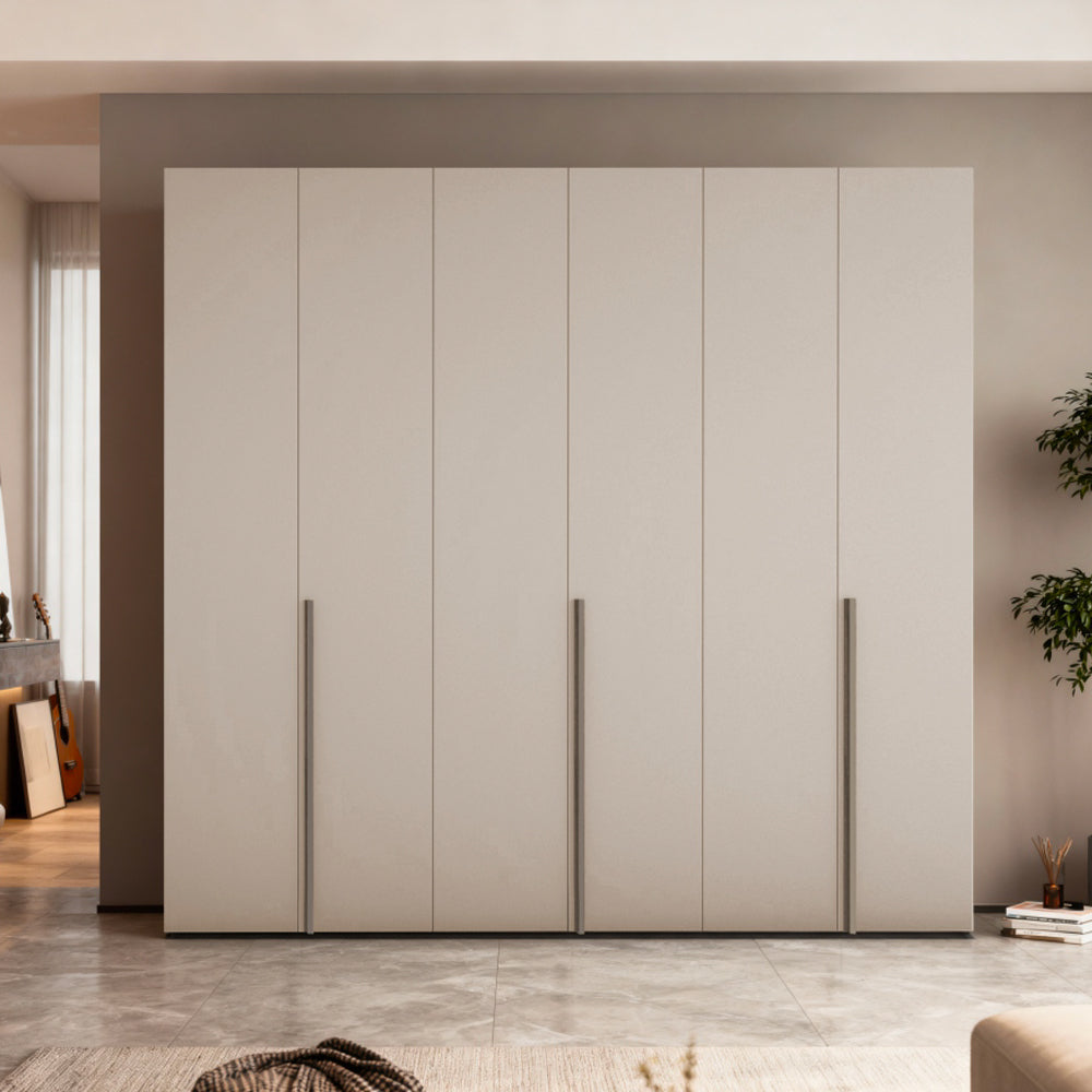 Armadio 6 ante battenti con ripiani e aste appendiabiti H 245 cm colore cashmere Modular