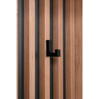 Mobile ingresso con frontale cannettato e anta a tutto specchio colore quercia e antracite 80x190H cm - Medan4