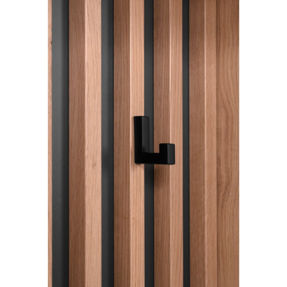 Mobile ingresso con frontale cannettato e anta a tutto specchio colore quercia e antracite 80x190H cm - Medan4