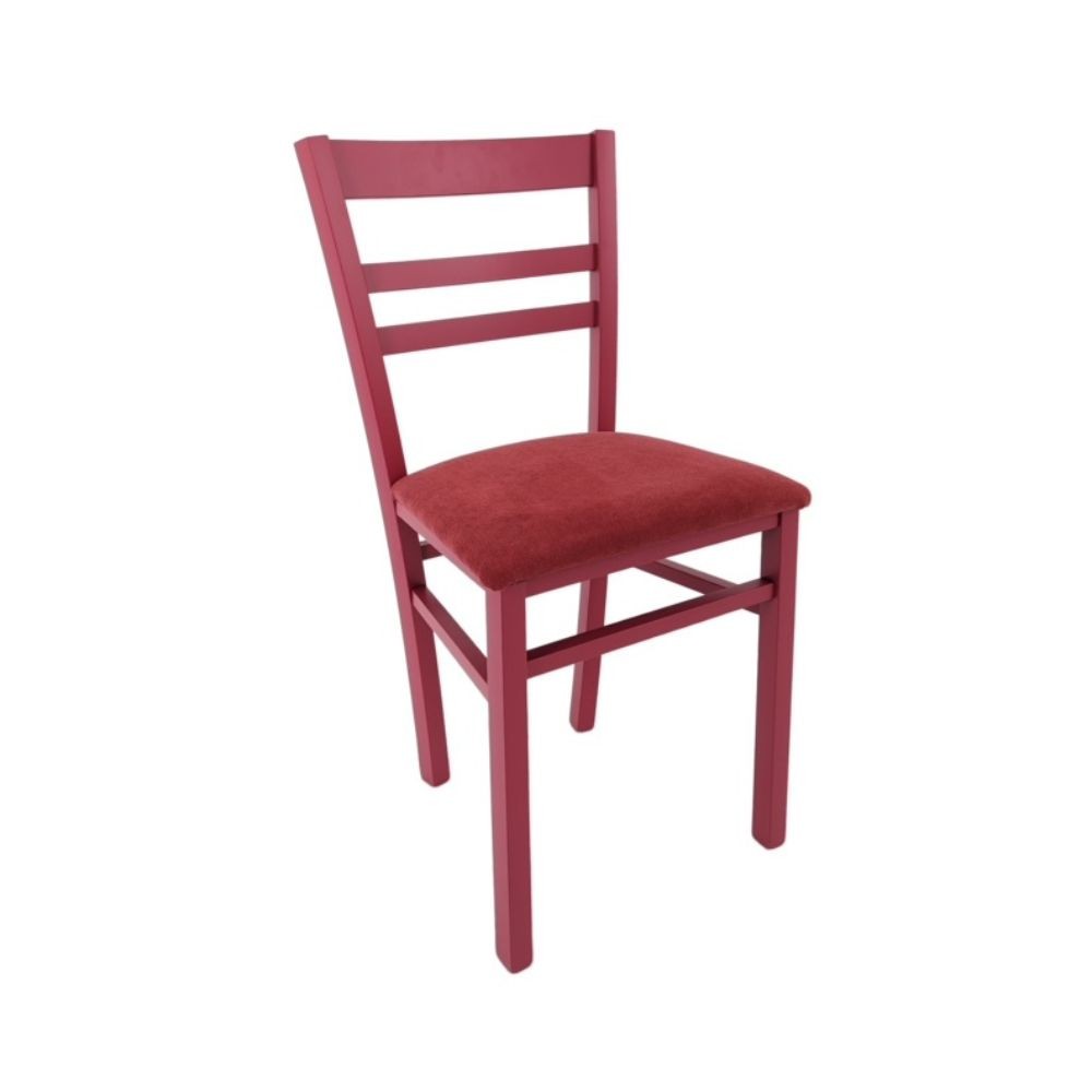 Lot de 2 chaises en bois revêtu de tissu rouge - Cromica