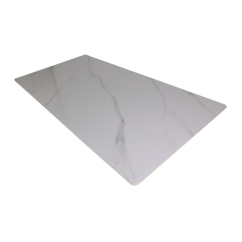 Tavolo con piano ceramica effetto marmo bianco lucido 180x90 cm - Solid