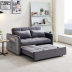 Divano letto in velluto grigio con porta USB e tasca laterale 140,5x94,5x82H Clorene
