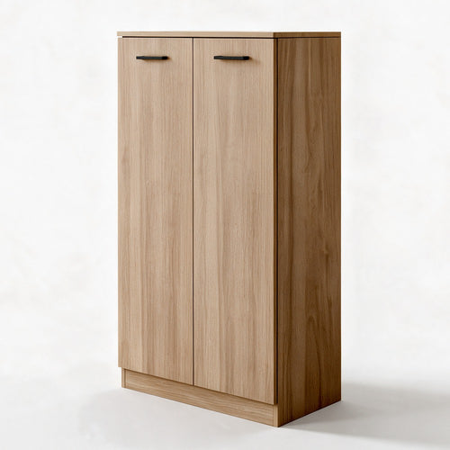 Schuhschrank mit 2 Türen und 3 Einlegeböden, Nussbaum Natur 71x130H cm - Gabriella