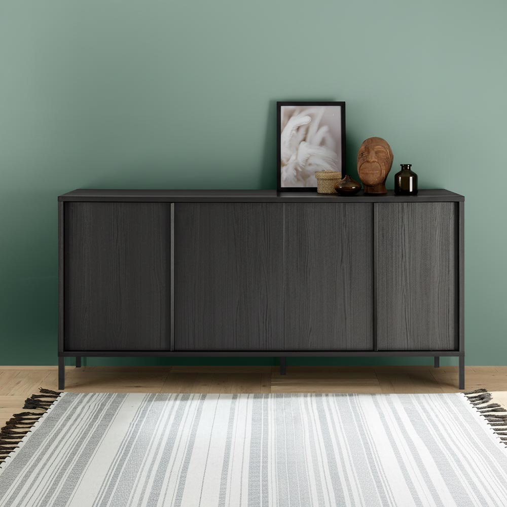 Madia con 4 ante colore nero frassinato 206x86H cm - Giugi