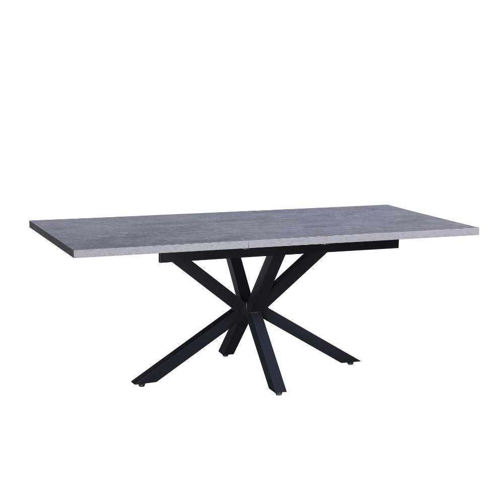 Tavolo allungabile con piano color cemento e gambe nere 160x190 cm - Bori
