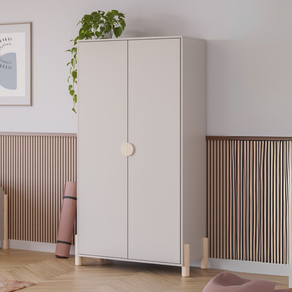 Kleiderschrank Enola 2 Türen aus beigem Holz 92,8x45x180 Eleganz und Funktionalität für Ihr Zuhause