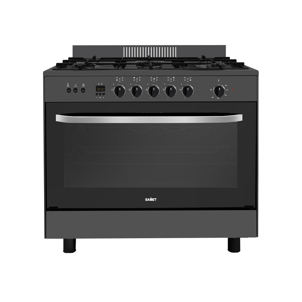 Gasherd Stromboli 90x60 cm mit Elektrobackofen und -grill schwarz Energieeffizienzklasse A Samet