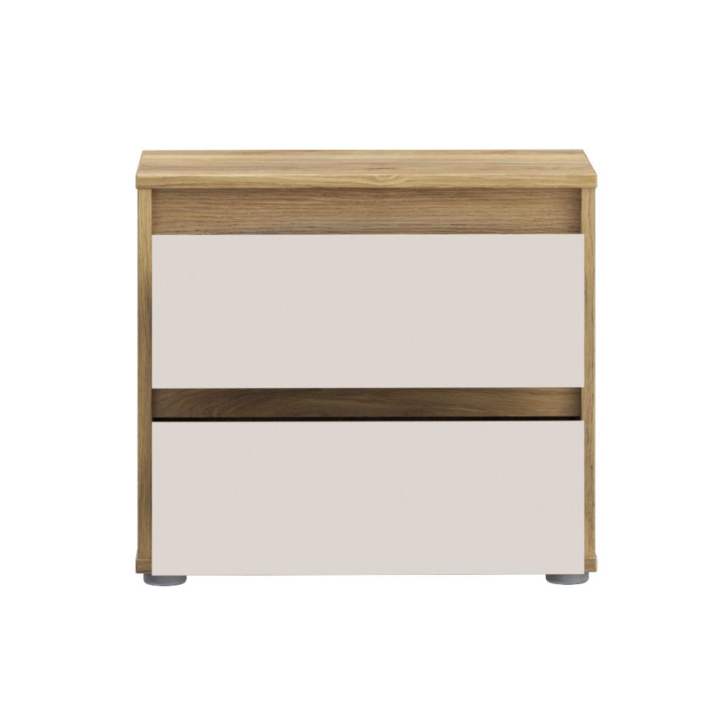 Comodino con 2 cassetti colore rovere e cashmere Neutra