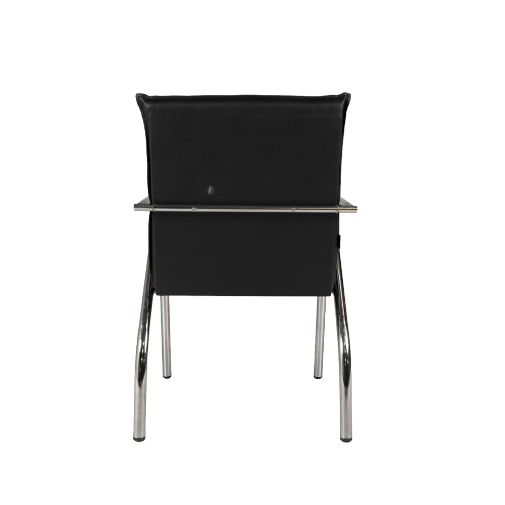 Sedia ufficio in ecopelle nera con base cromata Karisma