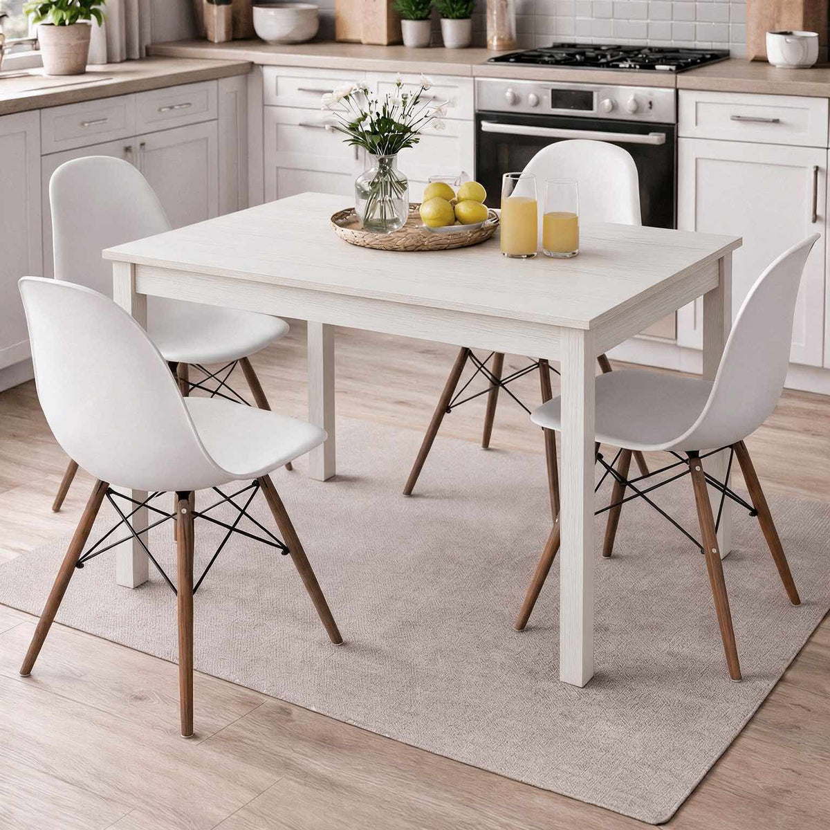 Table rectangulaire coloris blanc frêne 110x70 cm - Firenze