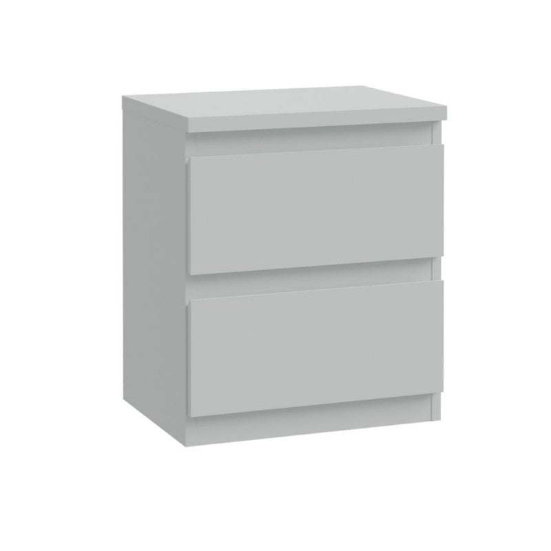 Comodino 2 cassetti colore grigio ghiaccio 41.8x32.2x49.3H Morgan