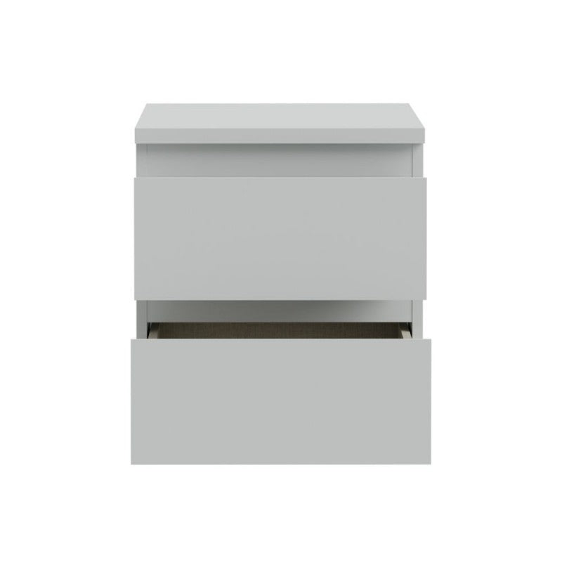 Comodino 2 cassetti colore grigio ghiaccio 41.8x32.2x49.3H Morgan