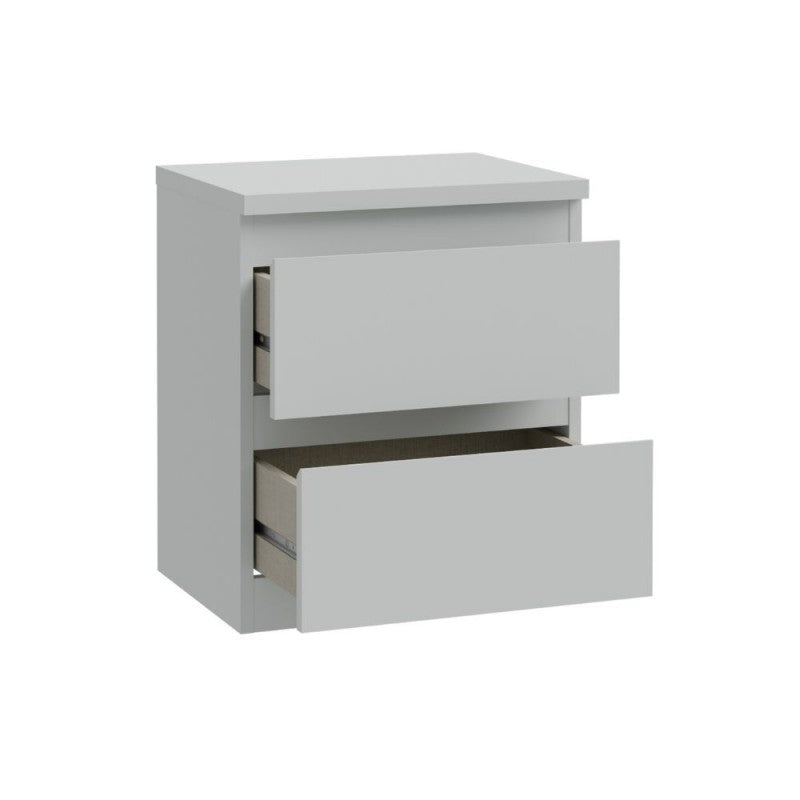 Comodino 2 cassetti colore grigio ghiaccio 41.8x32.2x49.3H Morgan