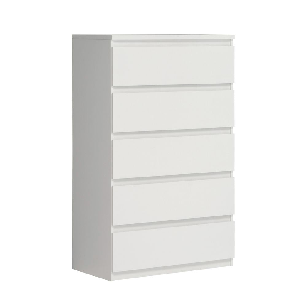 Cassettiera 5 cassetti colore bianco opaco  77.2x42.2x128H Morgan