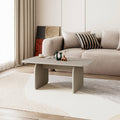 Tavolino da salotto 100x60 cm colore cashmere con gambe a pannello e bordi arrotondati Pietra