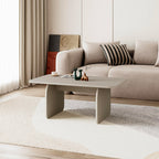 Tavolino da salotto 100x60 cm colore cashmere con gambe a pannello e bordi arrotondati Pietra